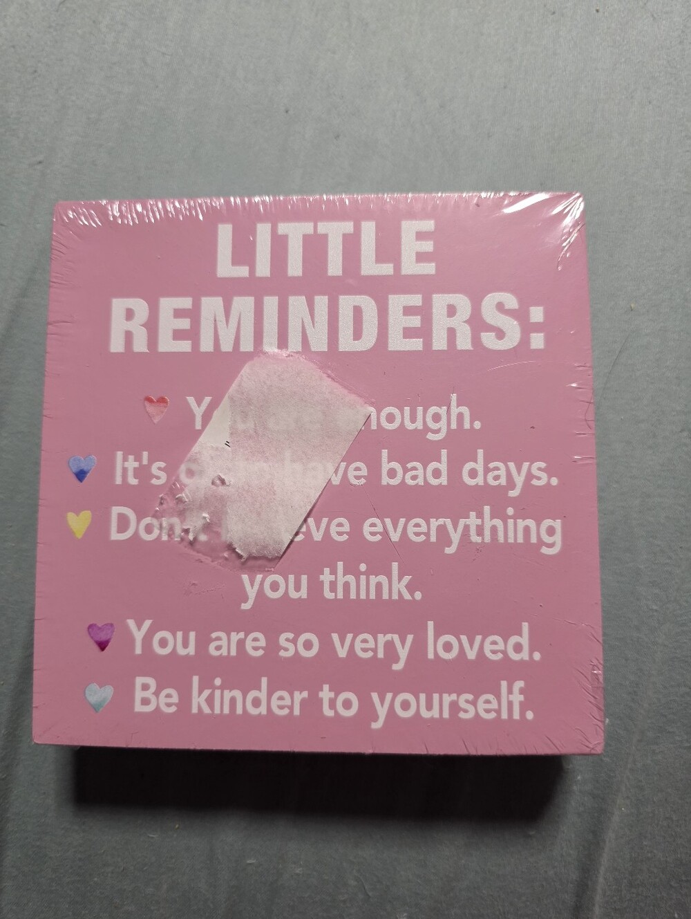 Little Reminders Pink Wooden Box Sign 5x5 Desk Affirmation Decor New